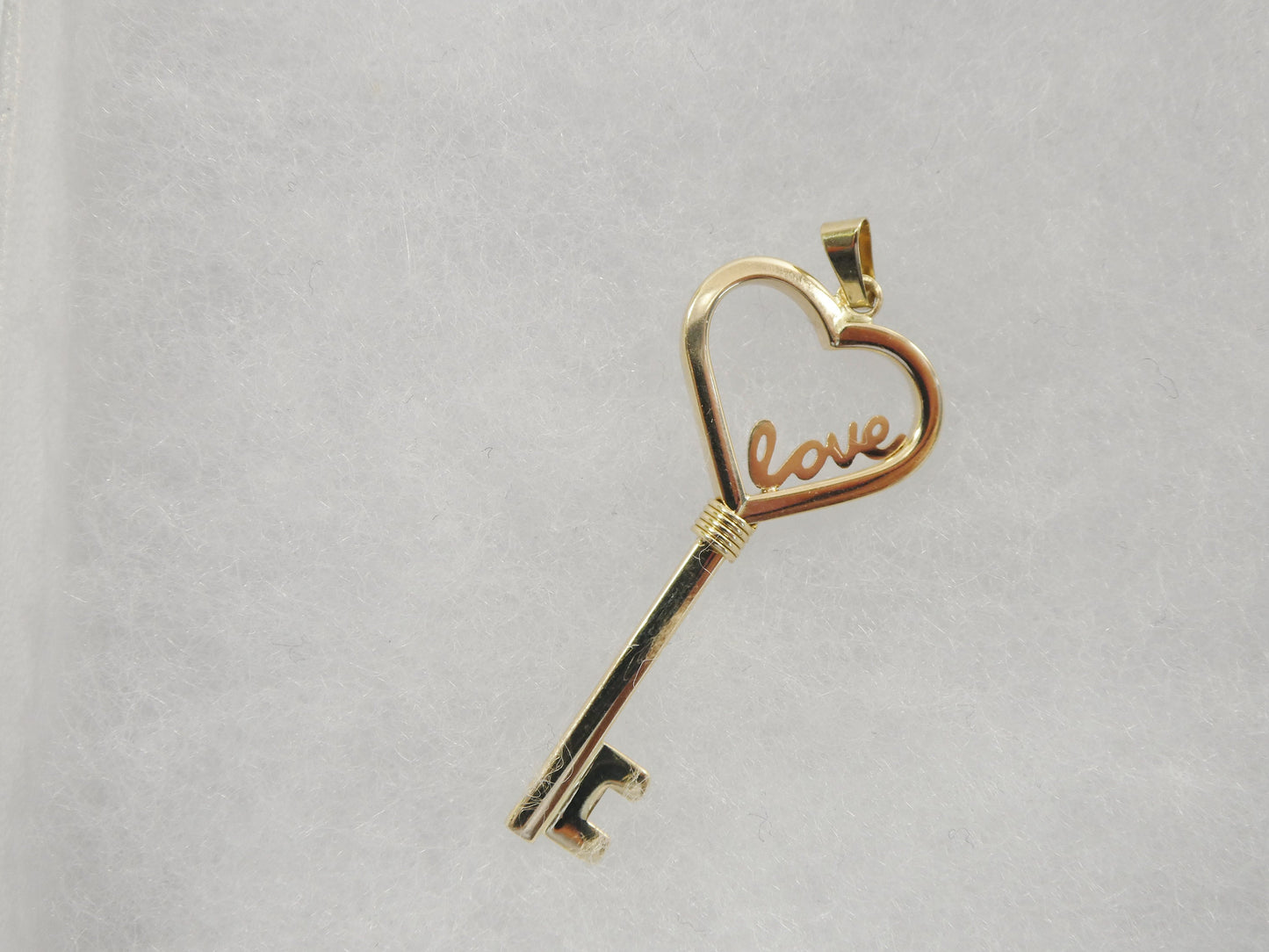 women's 14k real solid yellow gold love key charm