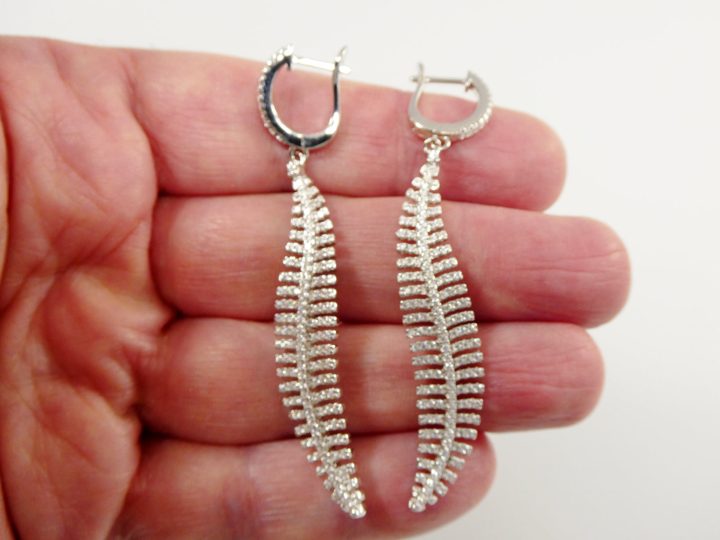 real 925 sterling silver micro pave setting 14k white gold color finish drop earring