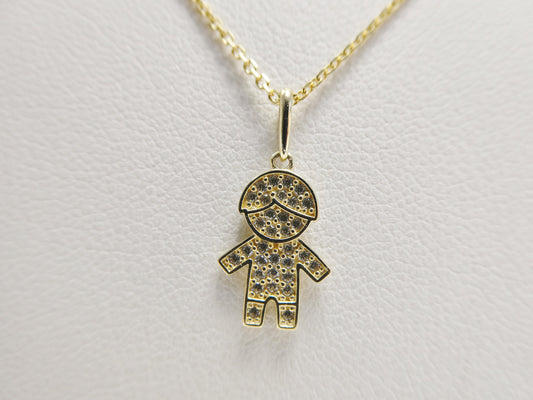 10k real solid yellow gold small boy pendent and 18 inch cable necklace