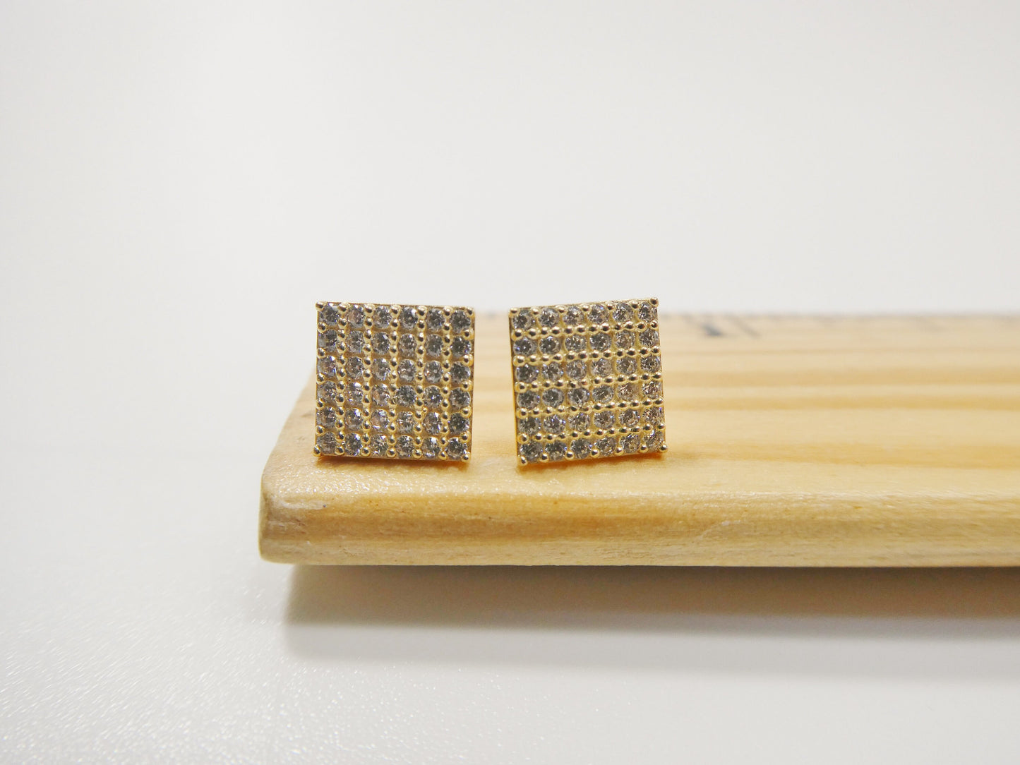 real 10k solid yellow gold micro fave square  stud earrings dainty