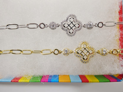Real 925 Sterling Silver Paperclip Bracelet 14k Yellow Gold Finish