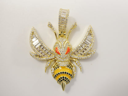 Real Solid 925 Sterling Silver Large Honey Bee Pendent