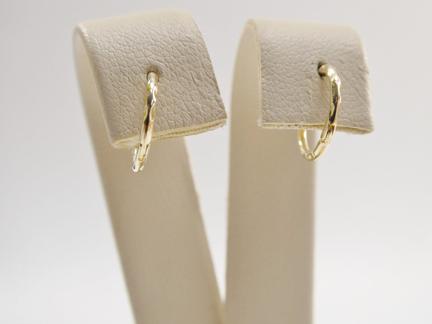 Solid Yellow Gold Diamond Cut Hoop Earrings, Hidden Lock Clasp