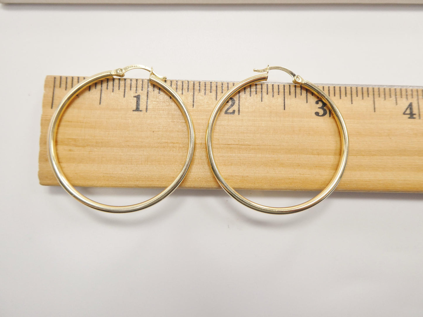 real 10k solid yellow gold plain high polish 34/ 40mm hoop huggie earrings