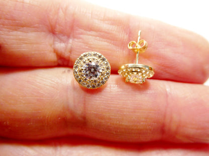 Real 10k Solid Yellow Gold Round Shape Push Post Stud Earrings