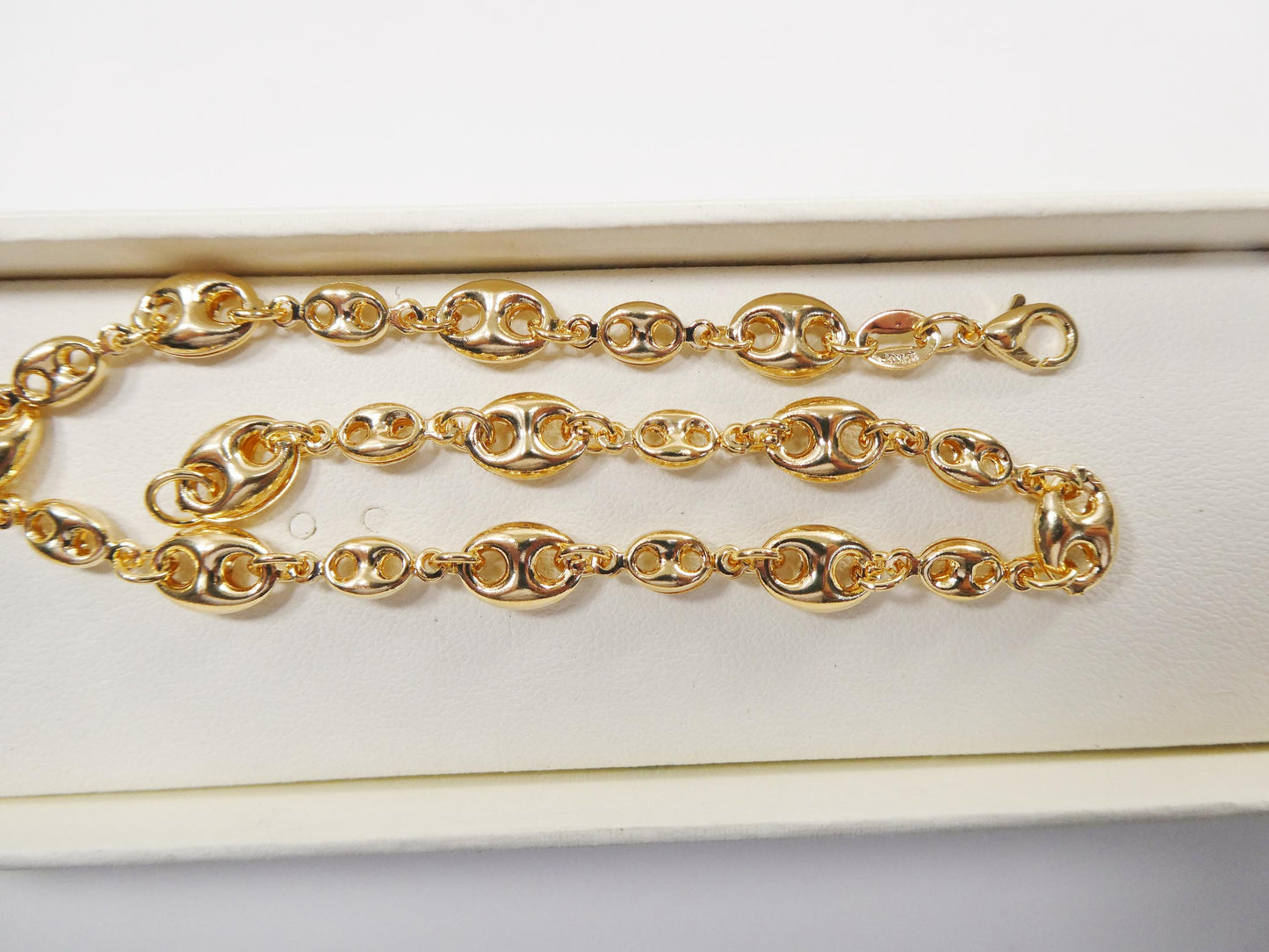 10 inch 14k gold filled puff mariner ladies anklet bracelet