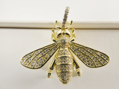 Real Solid 925 Sterling Silver Large Honey Bee Pendent