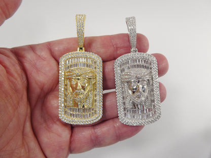Real 925 Sterling Silver Large Jesus Head Medallion Pendent
