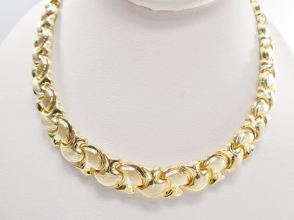 Real 925 Sterling Silver Large Stampato Set Necklace and Bracelet 14k Gold Color Finish