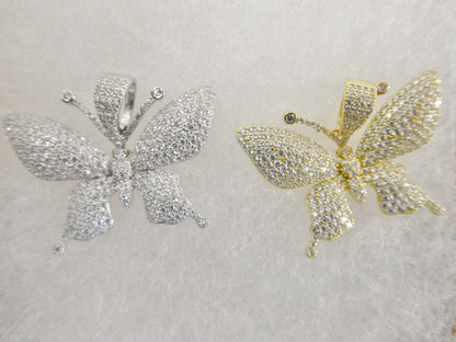 Real Solid 925 Sterling Silver Large Butterfly Pendent