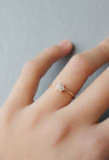 Real 10k Solid Yellow Gold Women's Classic Micro Pave Setting Ring