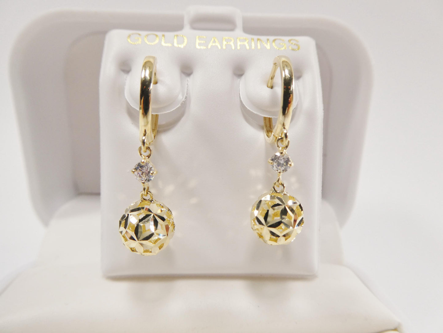 real 10k solid yellow gold ball drop huggie earrings