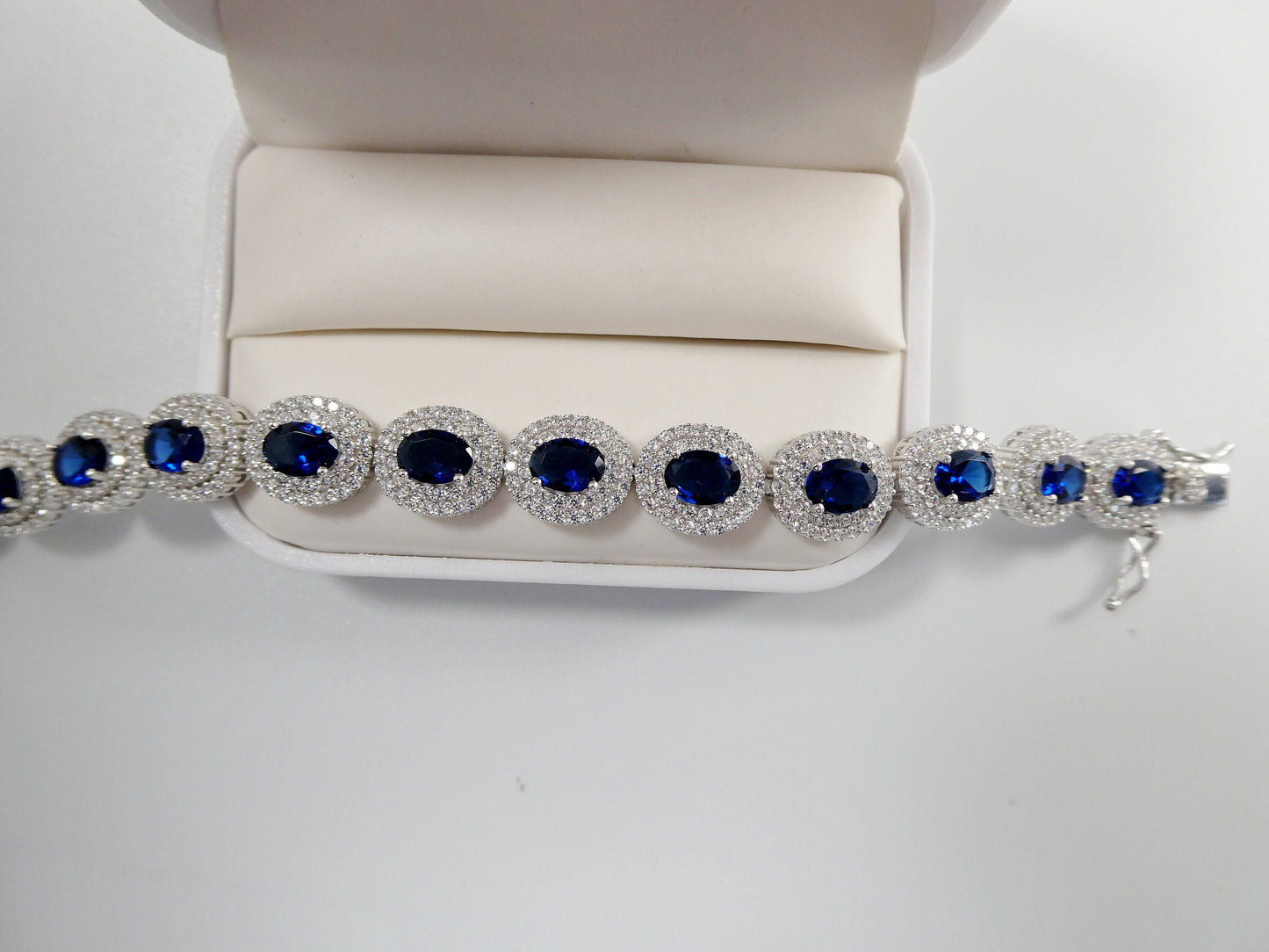 7 inch real 925 sterling silver large color stone ladies bracelet
