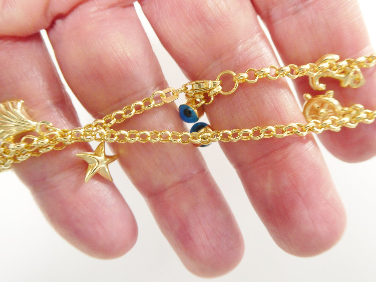 real 14k solid yellow gold 9 inch anklet bracelet