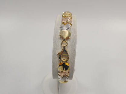 Real 925 Sterling Silver Stampato X Bracelet 14k Yellow Gold Finish