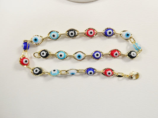10 inch evil eye 18k gold filled ladies anklet bracelet
