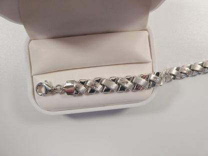 Real 925 Sterling Silver Stampato X Bracelet 14k Yellow Gold Finish