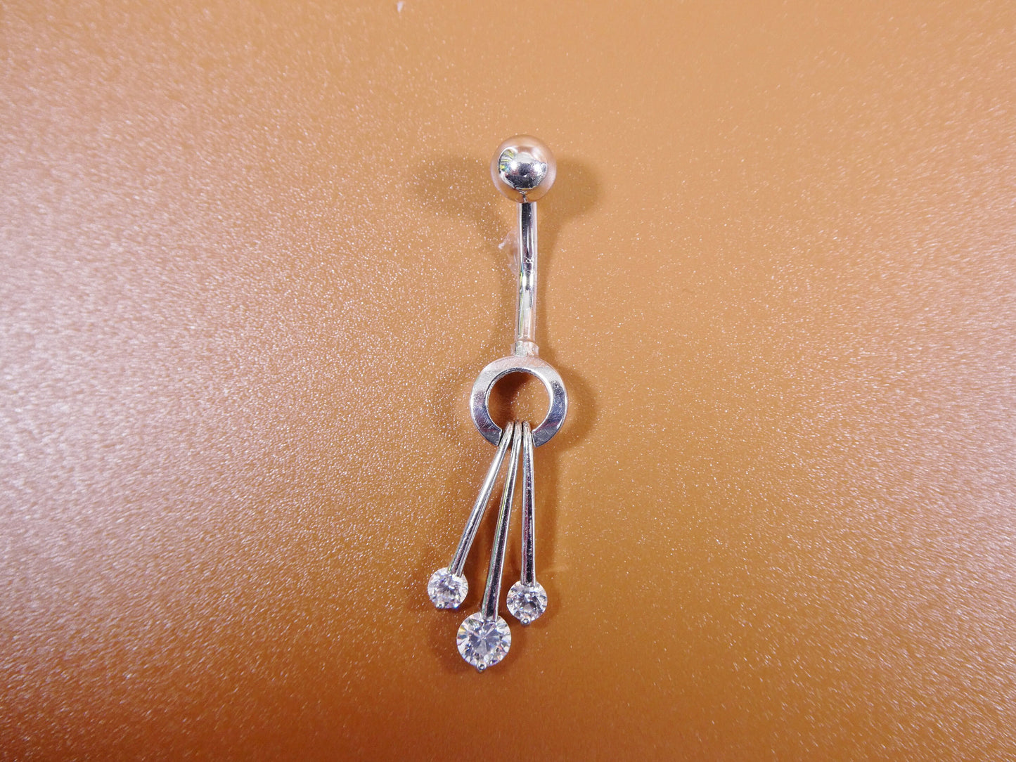14k real solid yellow gold dangling  belly ring