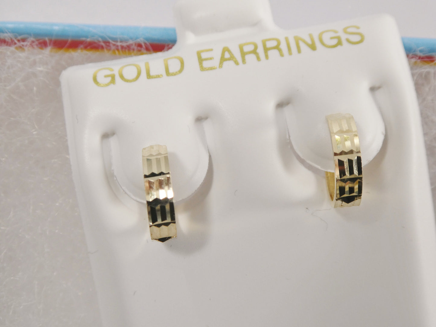 real 10k solid yellow gold 9.7mm laser cut hoop huggie earrings