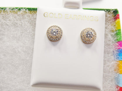 Real 10k Solid Yellow Gold Round Shape Push Post Stud Earrings