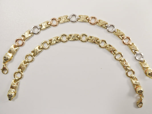 14k real solid yellow gold xo xo 7 inch bracelet