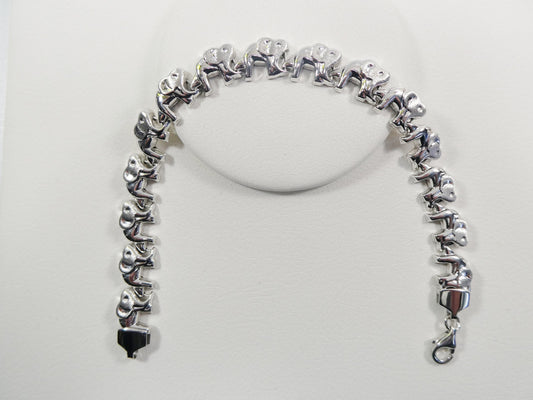 real 925 sterling silver  7 inch 8 inch elephant bracelet 14k white gold color finish