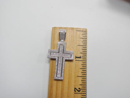 Real 925 Sterling Silver 22 Inch Flat Chain and Moissanite Cross Pendent Charm