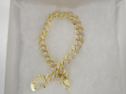 9mm 18k Yellow Gold Filled Monaco Bracelet Box Lock Clasp