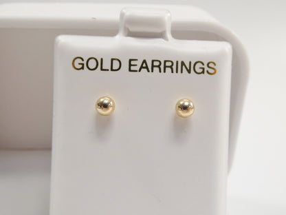 Real 10k Solid Yellow Gold Ball Earrings Push Post