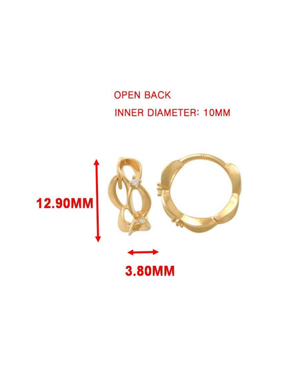 Real 10k Solid Yellow Gold Designer Hoop Huggie Earrings