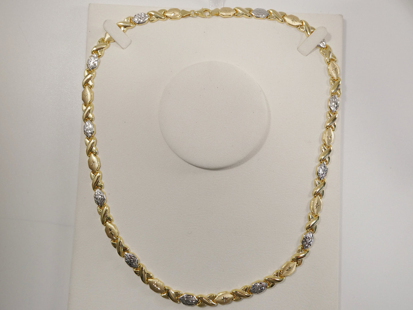 Sterling Silver XOXO Necklace: Two-Tone 14k Gold Finish