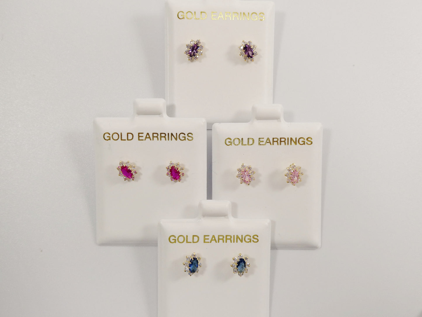 10k real solid yellow gold screw back children earrings birth stone oval shape