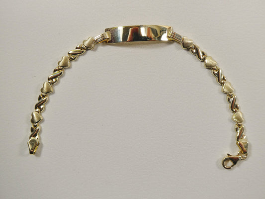 14k real solid yellow gold xox heart 6 inch baby id bracelet