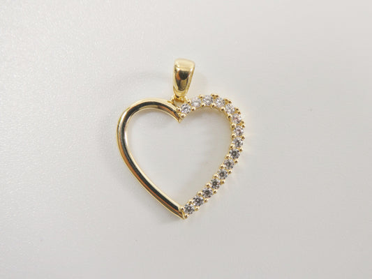 14k real solid yellow gold heart high polish charm pendent