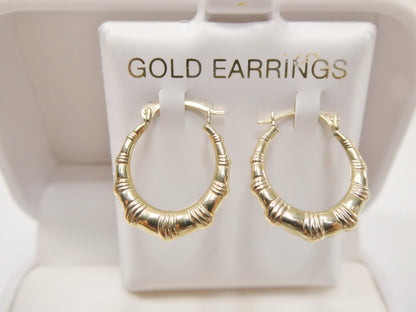 10k Real Solid Yellow Gold 18MM Classic Design Hoop Earrings