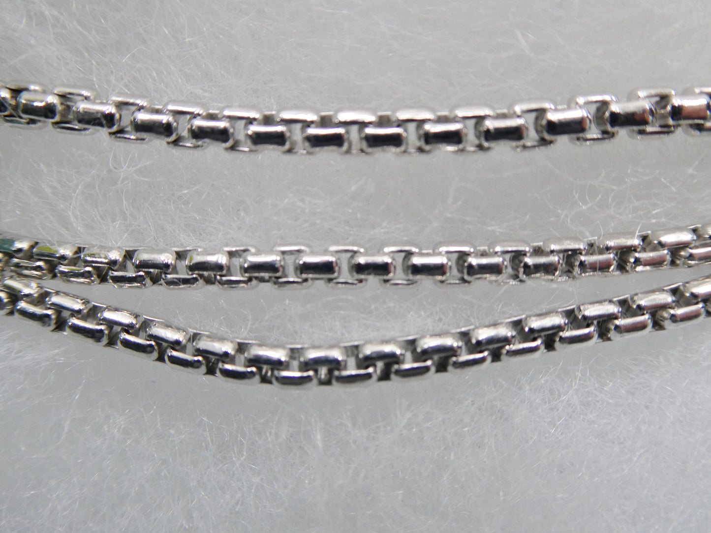 Sterling Silver 3MM Round Box Chain - 14k White Gold Finish