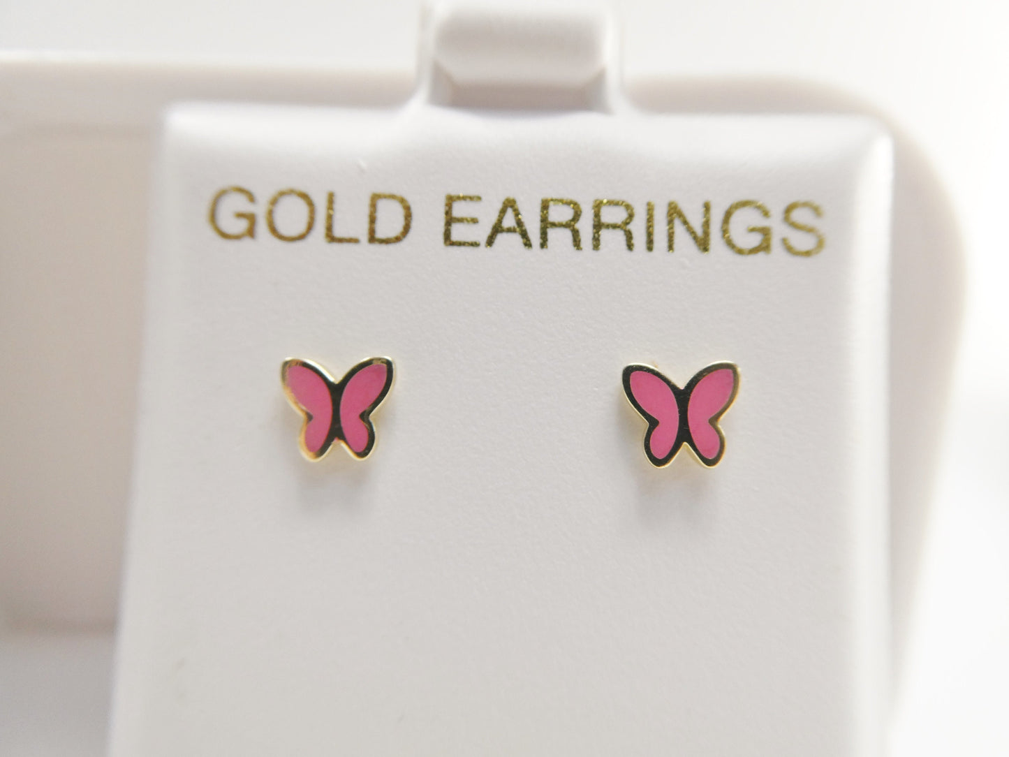 10k real solid gold kids enamel butterfly screw post earrings