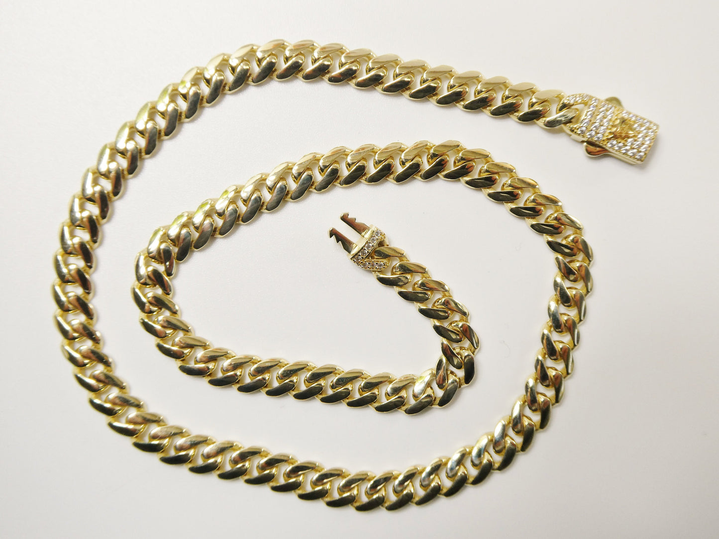 real 10k solid yellow gold 7mm Monaco necklace