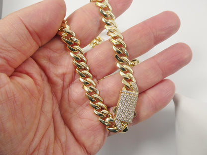 9mm 14k Yellow Gold Filled Monaco Bracelet/Necklace Fancy Box Lock