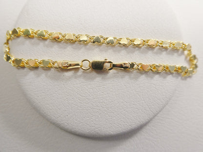 14k Real Solid Yellow Gold Tennis Heart 6 / 7/ Inch Bracelet