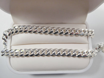 6mm Real Miami Link Solid 925 Sterling Silver Men Bracelet Safety Box Lock
