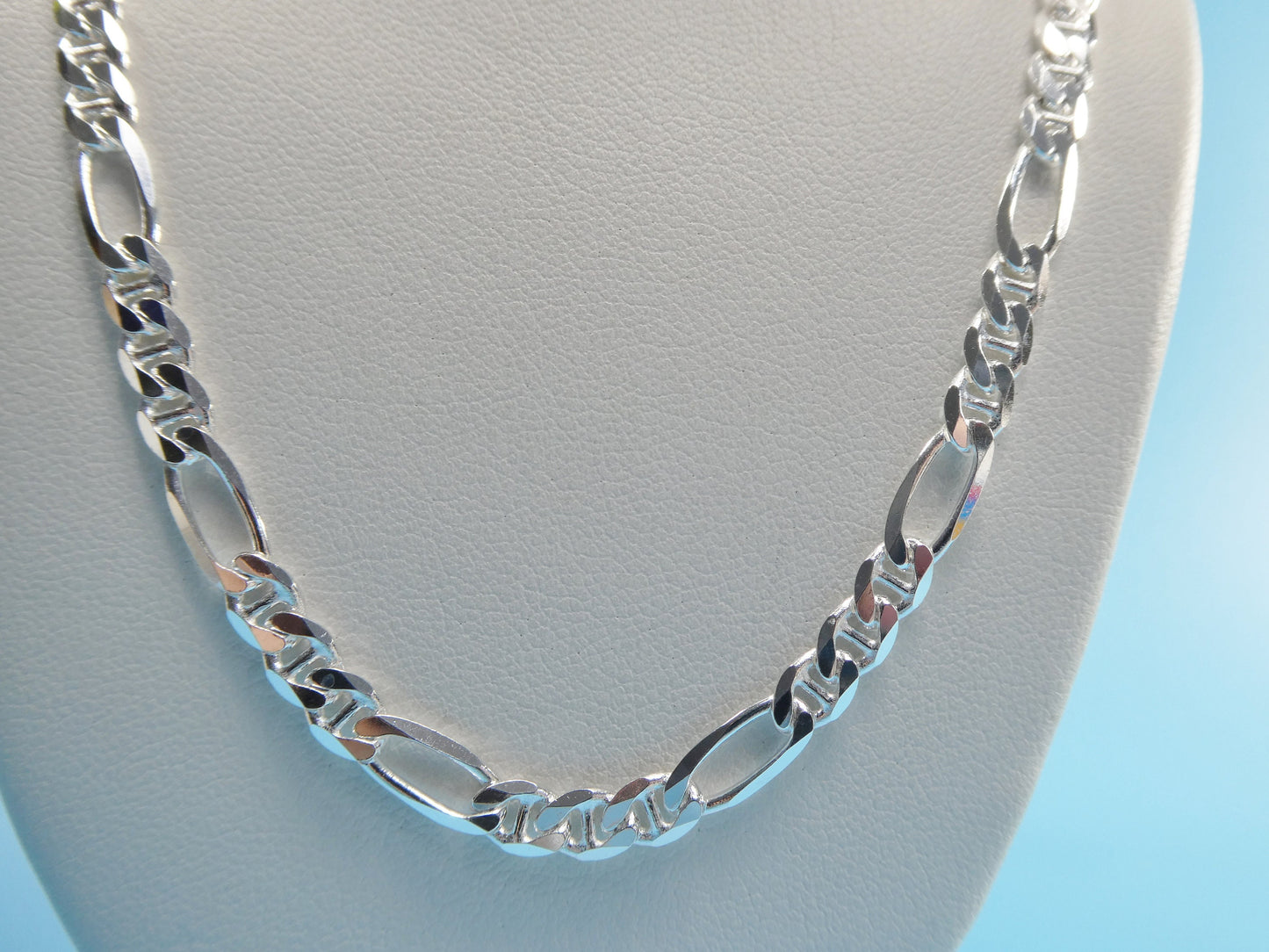 Sterling Silver Italian Figaro Chain - 4.6mm Solid Mariner Link