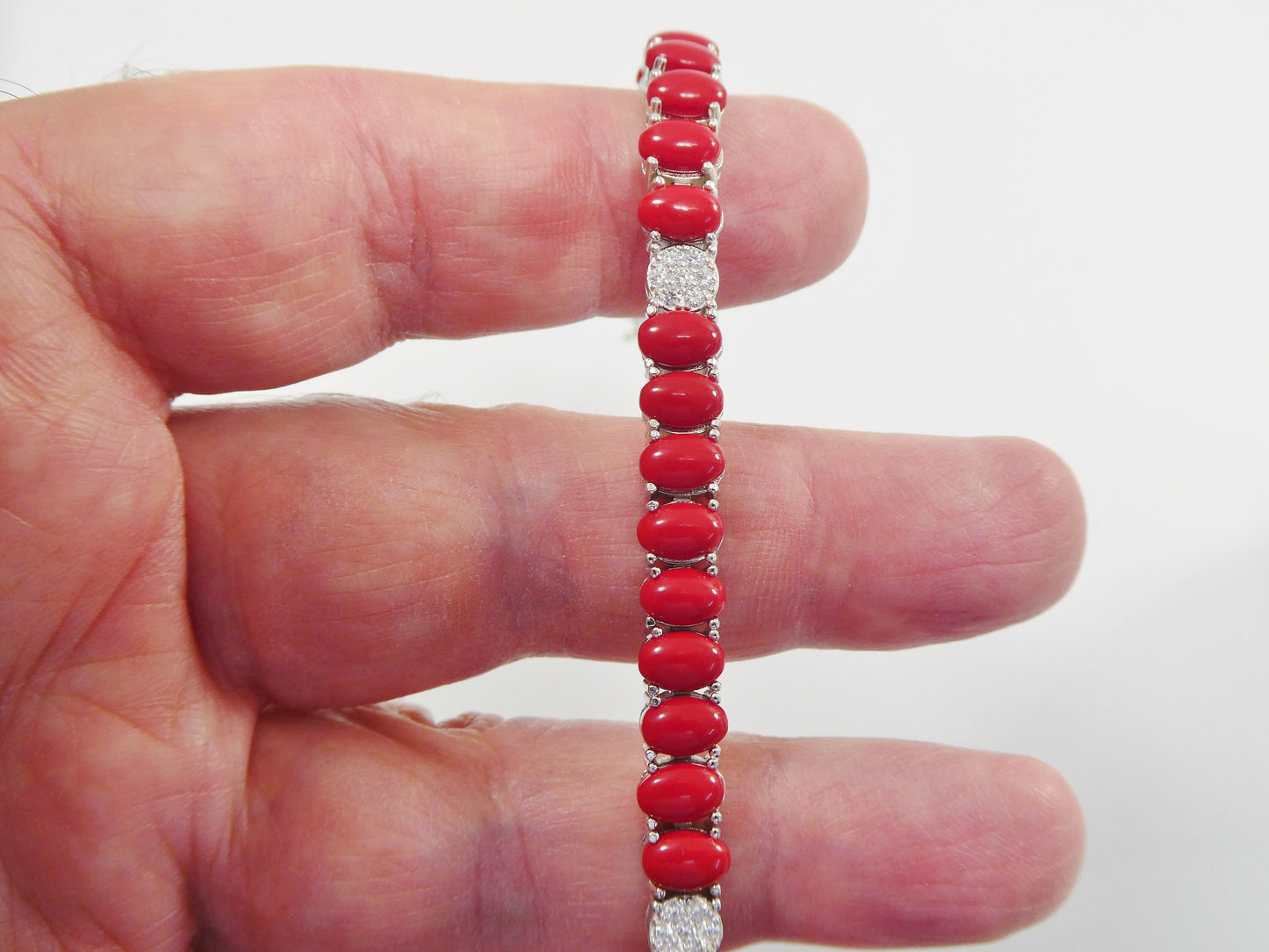 7 inch real 925 sterling silver ruby turquoise tennis bracelet