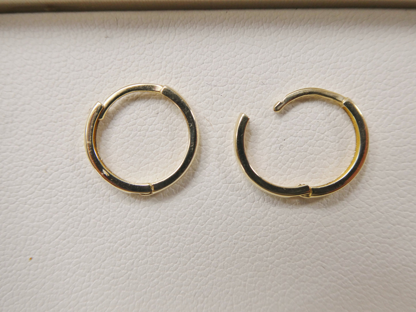 real 10k solid yellow gold 12mm plain hoop huggie earrings