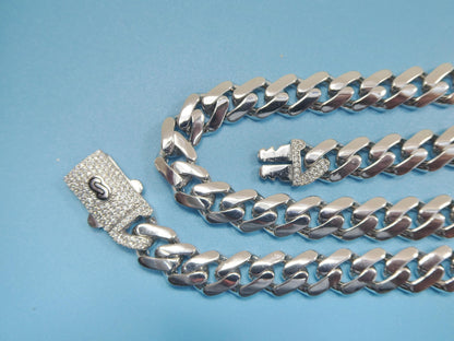 9mm Monaco Link Chain Necklace Vracelet Moissanite Real 925 Sterling Silver