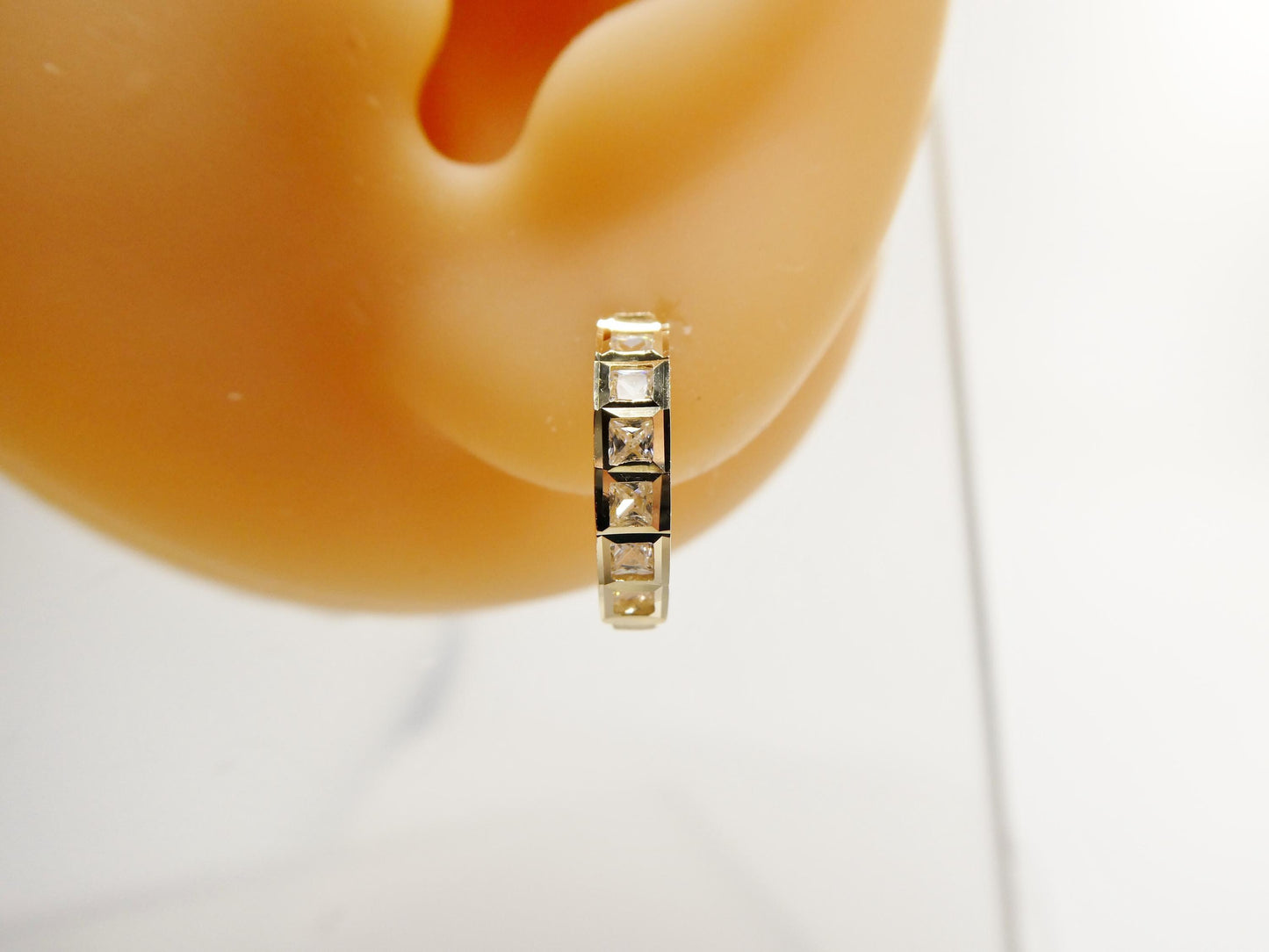 real 10k solid yellow gold designer hoop huggie earrings