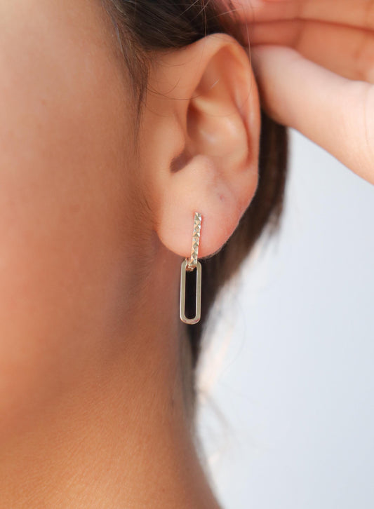 real 10k solid yellow gold designer hoop huggie earrings