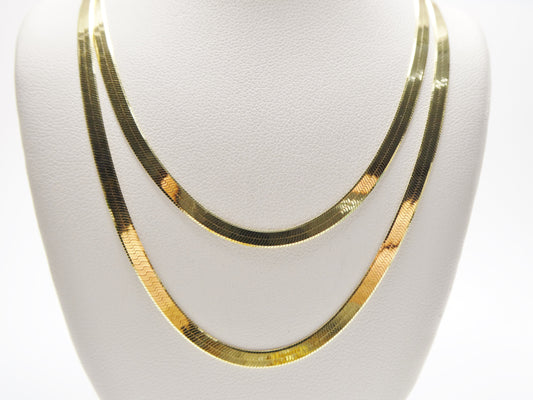 real 3.5mm 925 sterling silver herringbone necklace / choker 14k yellow gold finish
