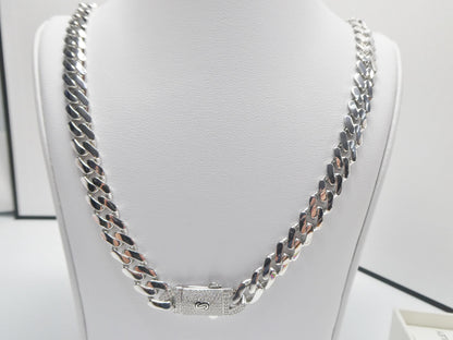 9mm Monaco Link Chain Necklace Vracelet Moissanite Real 925 Sterling Silver