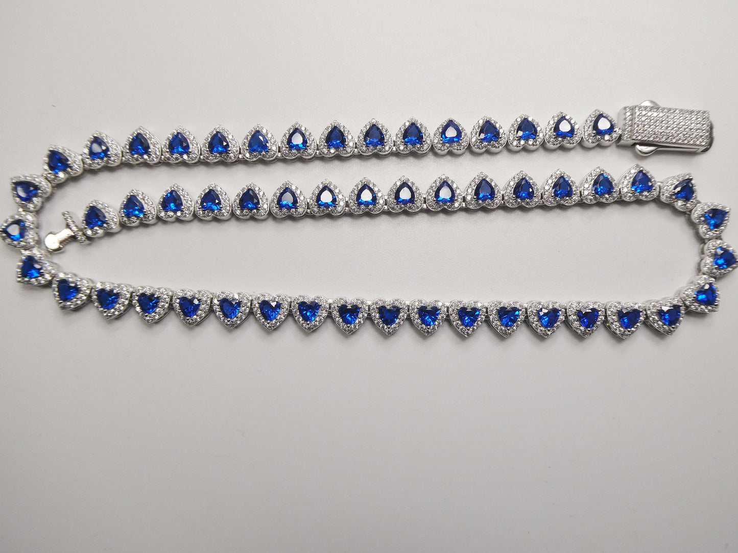 real  925 sterling silver heart sapphire stone color necklace